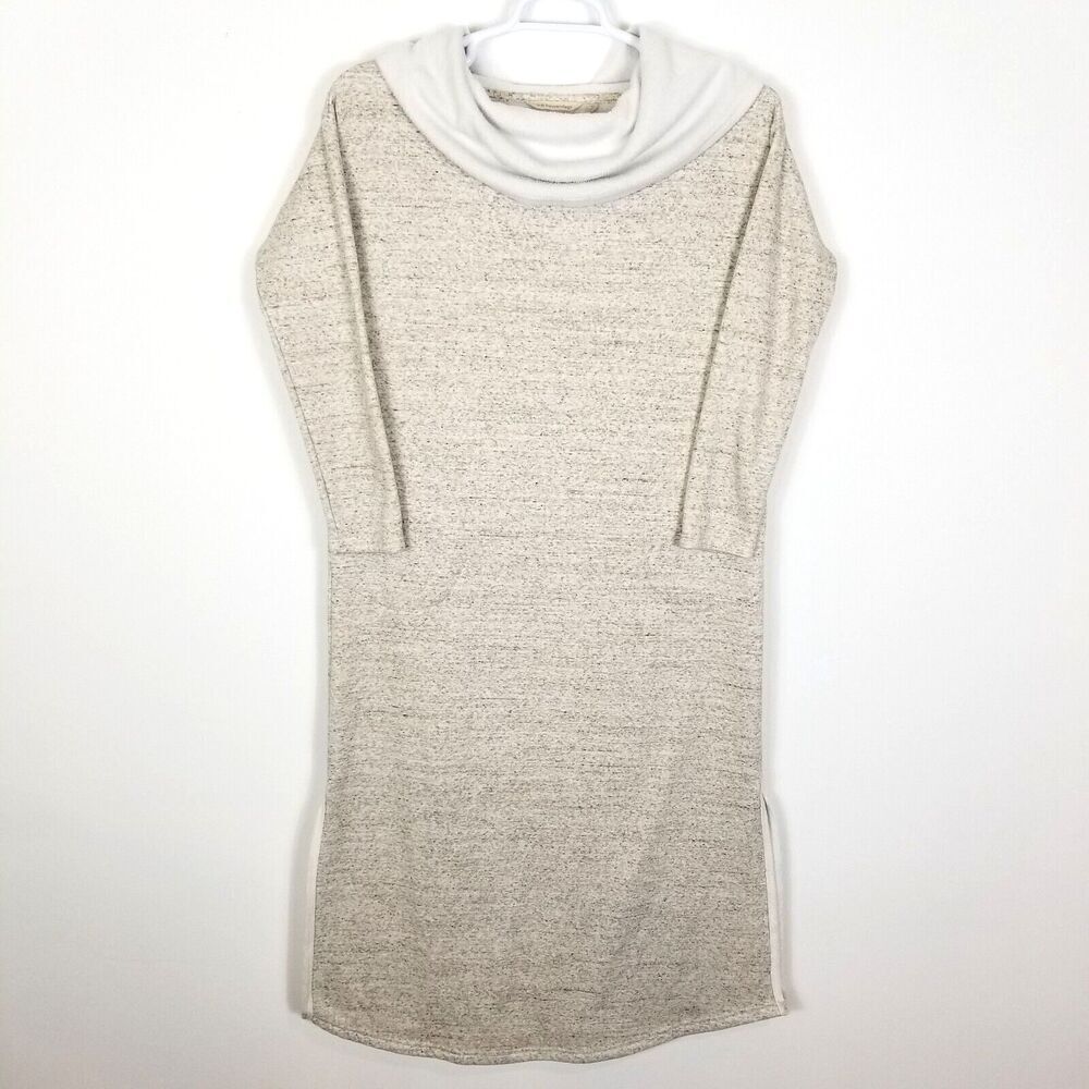 Soft Surroundings Women Fur Lined Cowl‎ Neck Maxi Dress Size S Petite Oatmeal